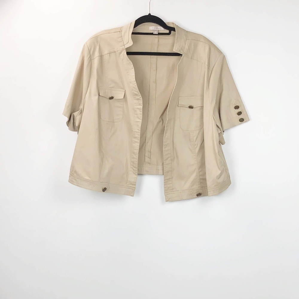 ⛱Roz & Ali Tan Khaki Open Lightweight Jacket